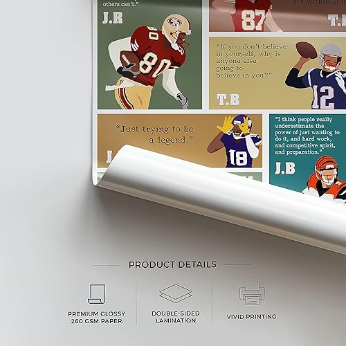 Miniatura 2 de LOLUIS Father's Day Gifts, American Football Sports Motivational Quotes Artwork Poster Decor Unique Present Idea for Men Teen Boys (Unframed