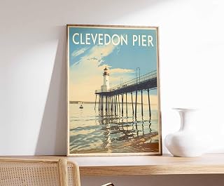 Clevedon Pier Print, Coastal Travel Poster, Somerset Travel Print Coastal Wall Art Seaside Art Photo Uk Coast Beach Decor Clevedon Pier Wall Somerset,132
