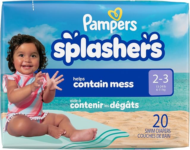 Pampers Splashers Swim Diapers, Size 2-3, Disposable Baby Swim Diapers, 1 Pack (Count of 20)