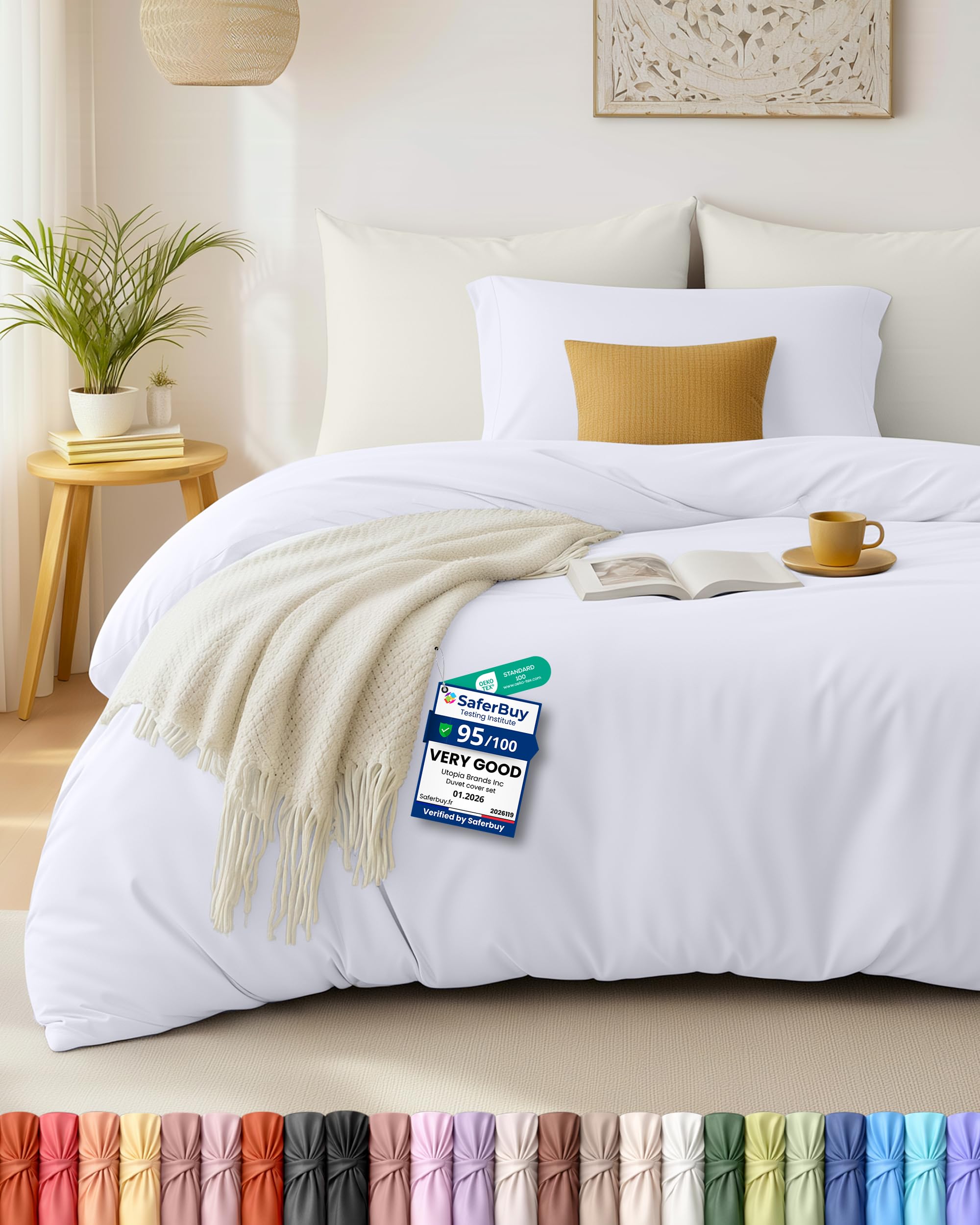Utopia Bedding Single Duvet Cover Set – 2 Piece Oeko Tex Certified Microfiber Bedding Set – 1 Duvet Cover and 1 Oxford Pillow cases (White) - Pillows not included — image 1