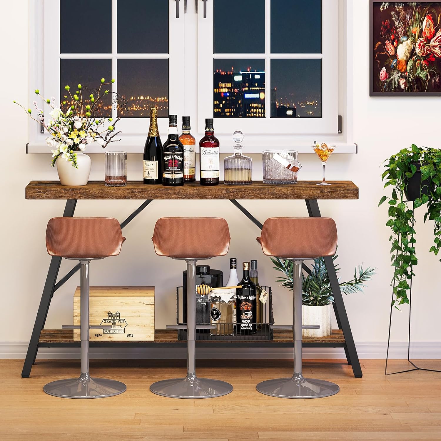 Snughome Entryway Table, 47.2" Long Console Table with 2 Tier Storage Shelf, Sofa Table Behind Couch, Extra Large Entry Table for Entryway,Living Room,Hallway, Foyer, Supports 220 LBS, Rustic Brown