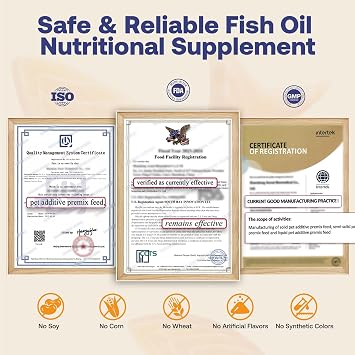 Wild Alaskan Salmon Oil for Dogs & Cats, Fish Oil Omega 3 Supplements with EPA & DHA for Skin & Coat, Immune, Brain, Joint and Heart Health, Dog & Cat Fish Oil Supplements with Pump- 8 oz
