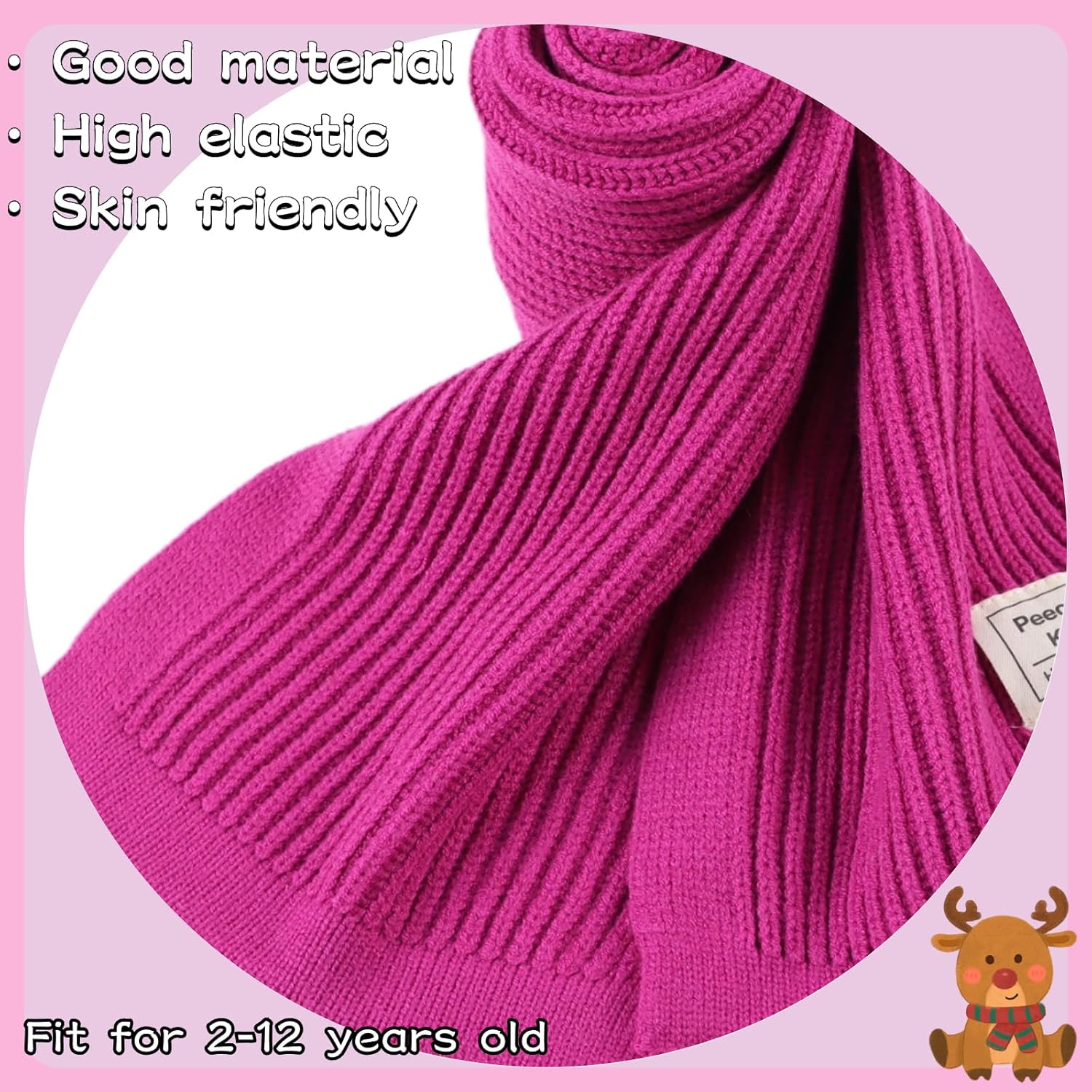 Peecabe Kids Scarf Soft Warm Knit Neck Warmer Winter Classic Scarf for Boys Girls - Image 6