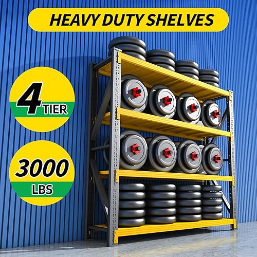 Miniatura 4 de Estantes de almacenamiento resistentes de 3000 libras, estantería de garaje de metal de 78 pulgadas de alto, estantería de organización de garaje