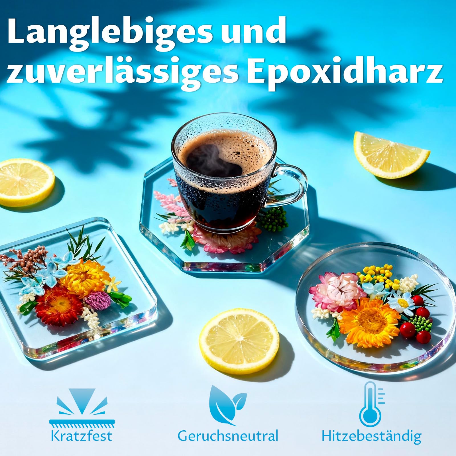 LET'S RESIN 3kg Epoxidharz Set, 2:1 nach Gewicht | Transparent Epoxidharz mit Härter für Kunstwerke Gießharz, Schmuck, Formen Silikon, Tischplatte, Hitze- & UV-Beständig