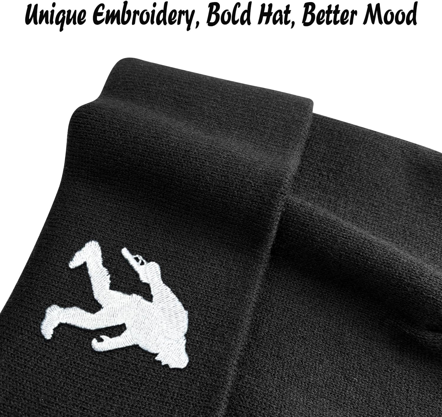 Metawu Funny Beanie Hat - Winter Warm Knitted Cap, Cute Skull Cap, Embroidery Stretchy Slouchy Beanie for Men Women Unisex - Image 5