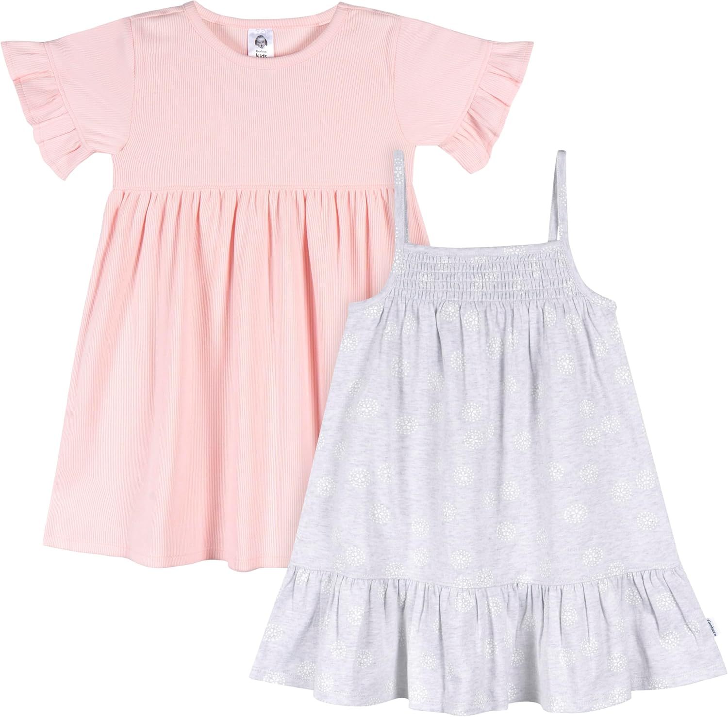 Gerber Girls' Toddler Short-Sleeve and Sleeveless Dress Set