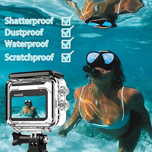 Miniatura 3 de Funda de buceo para Insta360 GO 3S, GO 3 impermeable protectora 197 pies/196.9 ft carcasa de buceo subacuática con accesorios de soporte (redondo)