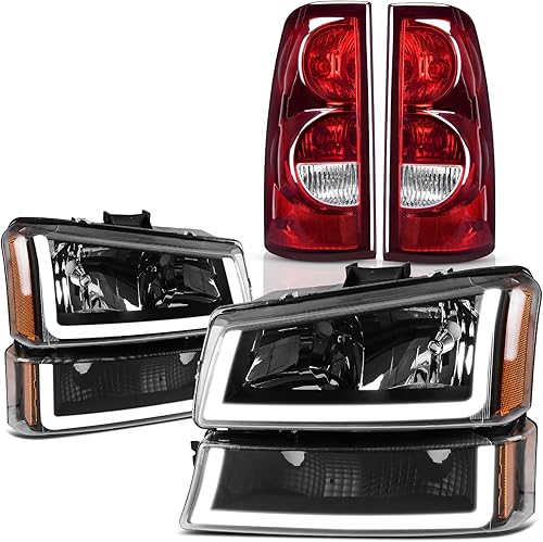 DWVO Conjunto de luz principal y luz trasera compatible con Chevy Silverado 1500 1500HD 2500 2500 2500HD, 2004 2005 2006 Chevy Silverado 3500, 07