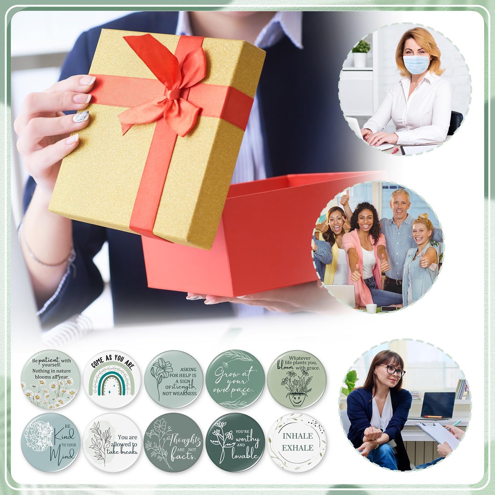 Kigley 30 espejos compactos inspiradores a granel para mujeres secretarias, regalos de agradecimiento de 2.76 pulgadas, mini espejo de bolsillo portátil a granel para empleados administrativos