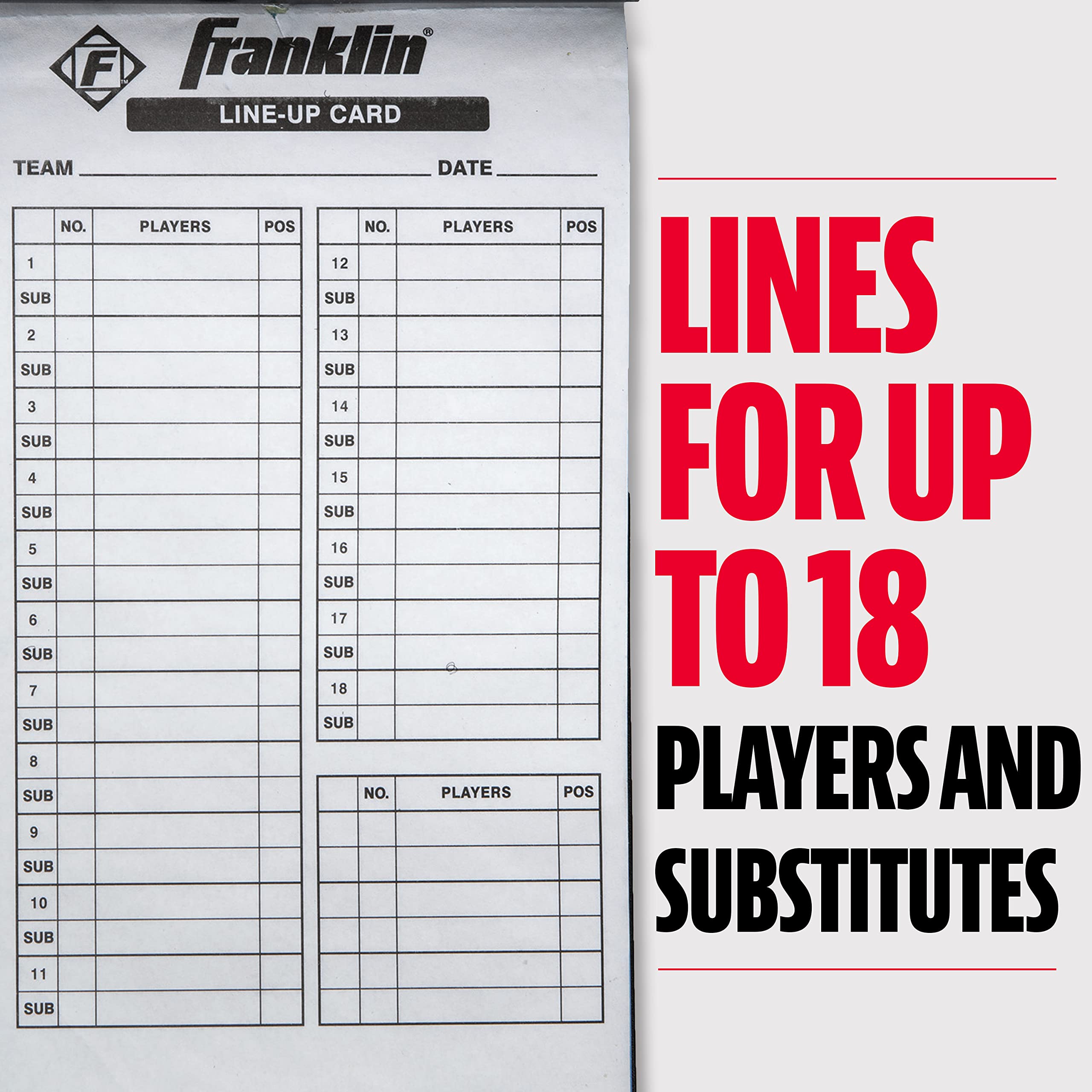 Franklin Sports MLB - Tarjetas de alineación de béisbol y sóftbol, 25 hojas de línea de juegos + soporte para entrenadores y gerentes, color negro