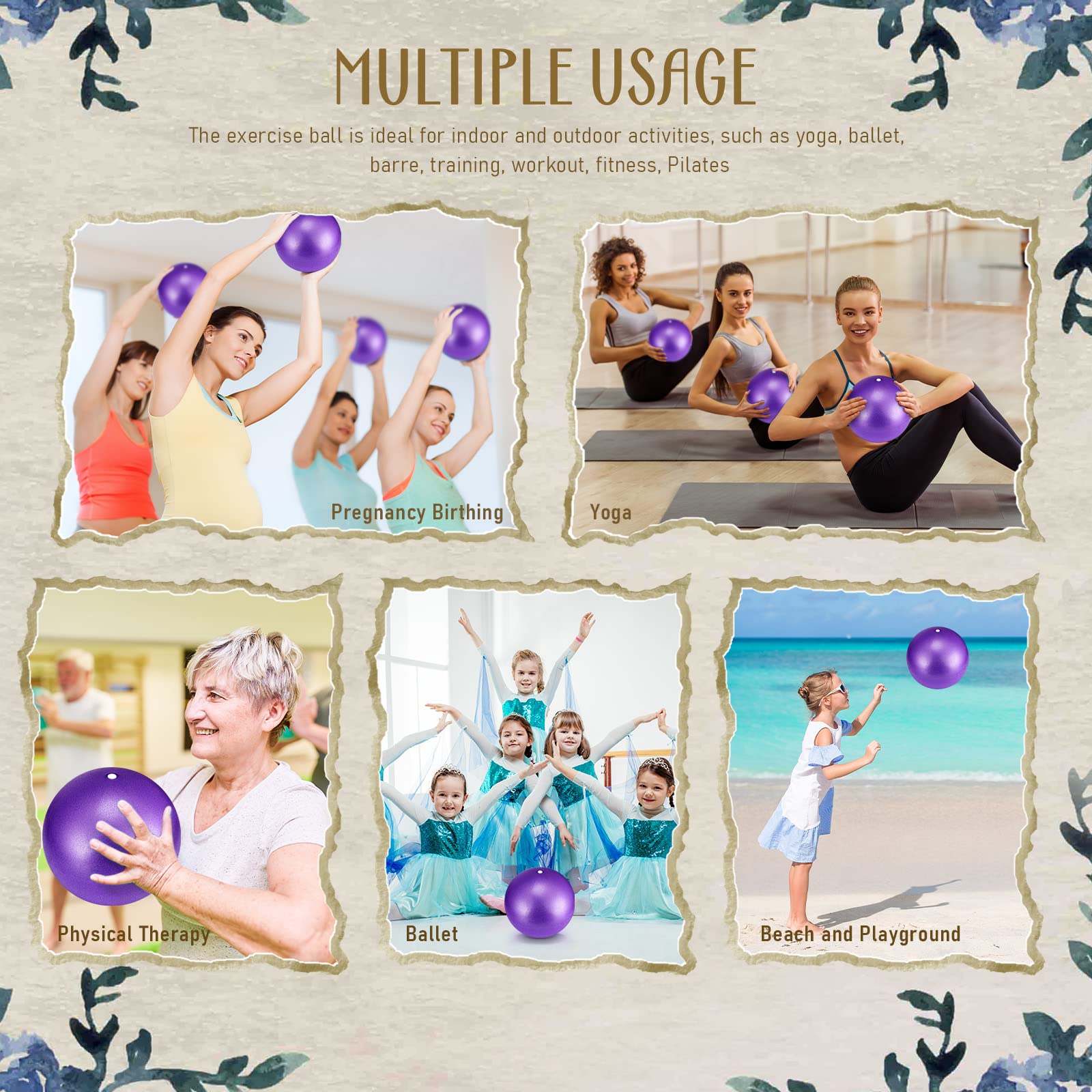 Hungdao 24 Pcs Small Pilates Ball 9 Inch Exercise Ball for Yoga Classroom Core Ball Barre Ball for Aerobics Classes Yoga Ball for Bender Training Physical Therapy Balance Stretching