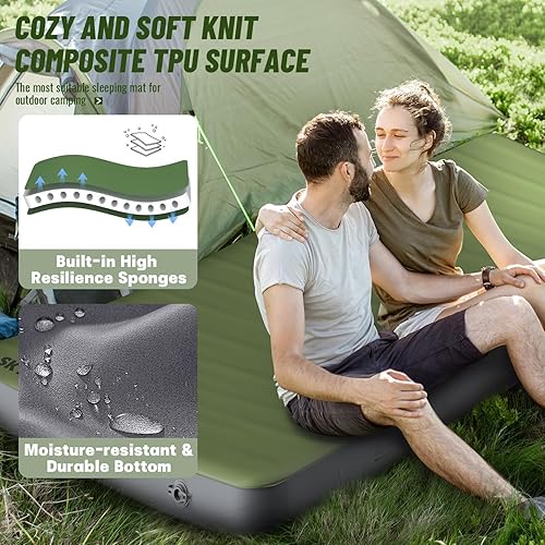 Miniatura 3 de SKYEMAC Almohada inflable para acampar almohada portátil para mochilero para cuello y soporte lumbar, almohadas inflables ergonómicas ultraligeras