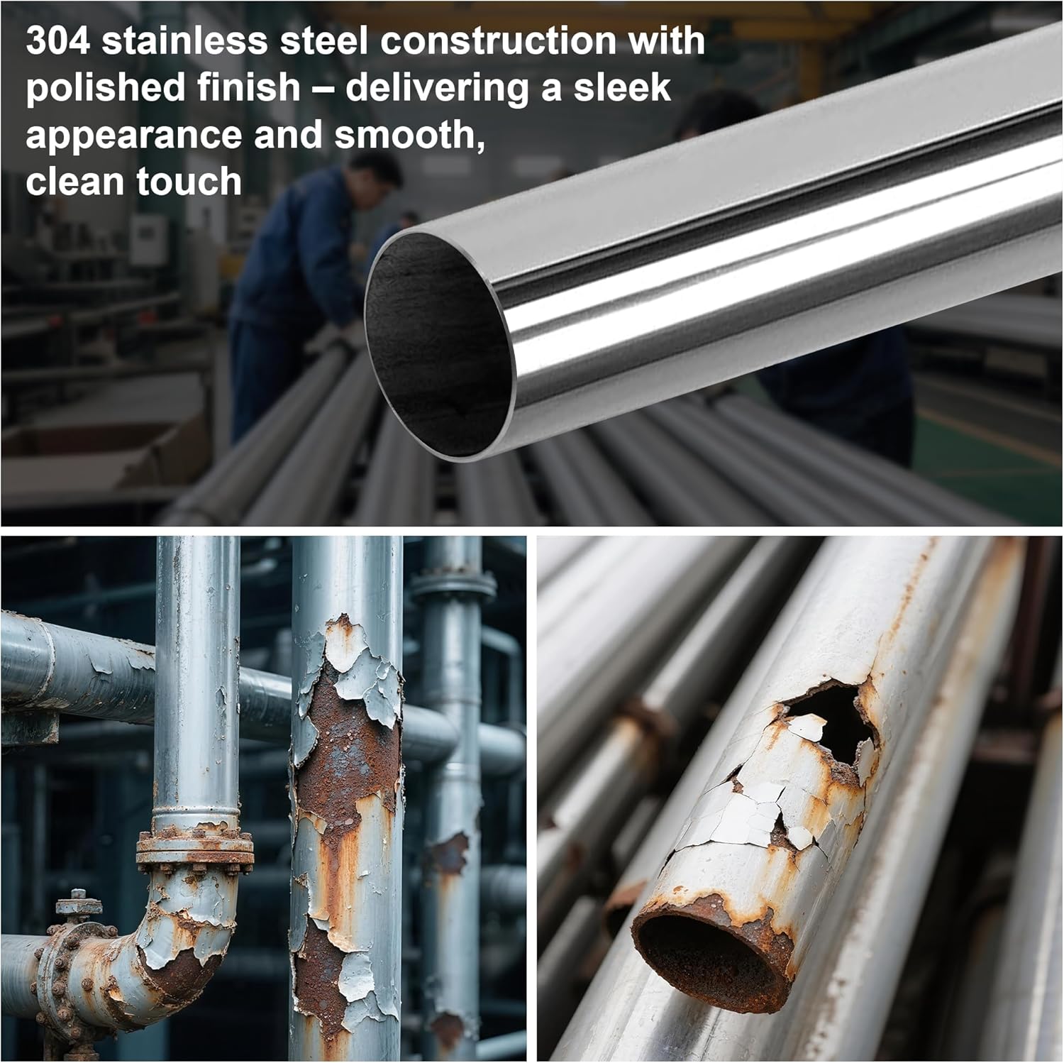 4 Inch Exhaust Straight Pipe Stainless Steel T304 Tube Pipe 47.24 Inch Long, 4" OD x 47.24" Length DIY Custom Mandrel Straight Exhaust Tubing, Automotive Universal Fit-2 Pack