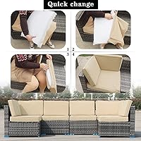 Vista 4 de Juego de 14 fundas de cojín de repuesto para patio, fundas para cojines de sofá para exteriores, fundas deslizables para sofá a prueba