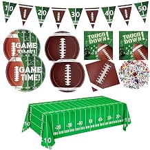 171 Pcs Football Party Decorations, Including Paper Plates, Napkins, Tablecloth, Stickers, Banners for Football Birthday Game Day School Event Party Decorations