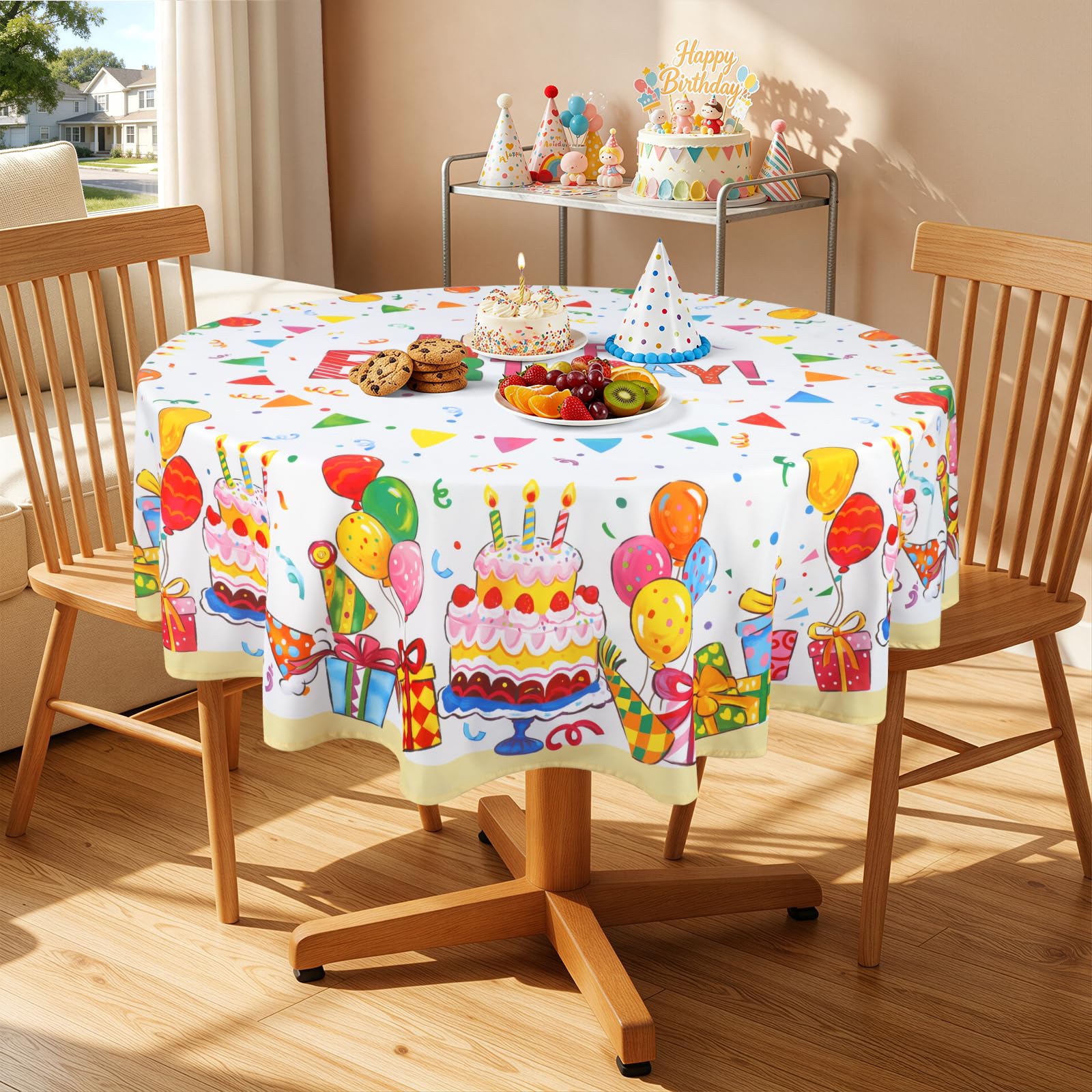 Nappe de table pour anniversaire de petite fille en jardin ou cuisine au printemps
