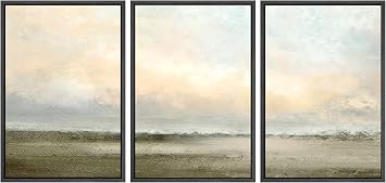 SIGNWIN Framed Canvas Print Wall Art Set Minimal Pastel Sunset Desert Landscape Nature Abstract Illustrations Modern Art Decorative Nordic Rustic for Living Room, Bedroom, Office - 24x36x3 Black