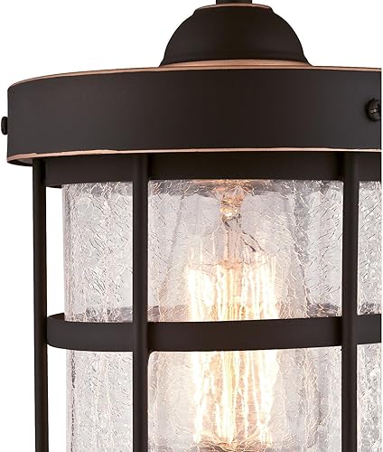 Miniatura 3 de Westinghouse Lighting 6361500 Barkley One Light Mini, acabado de bronce aceitado con reflejos y cristal transparente agrietado para interiores