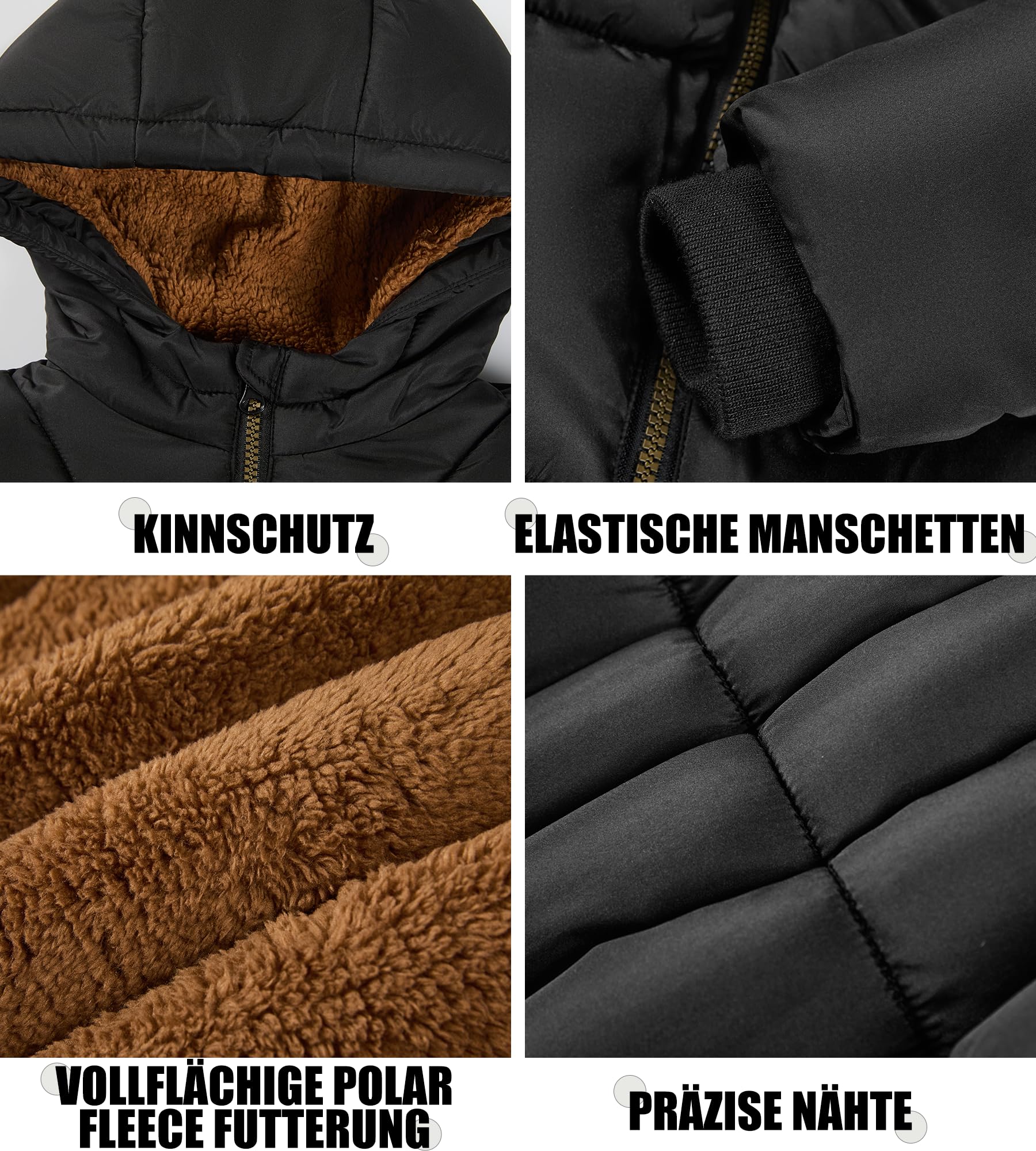 Sunny Sprout Winterjacke mit Kapuze für Jungen - Schwere gefütterte Pufferjacke mit winddichten Ärmeln für Kleinkinder