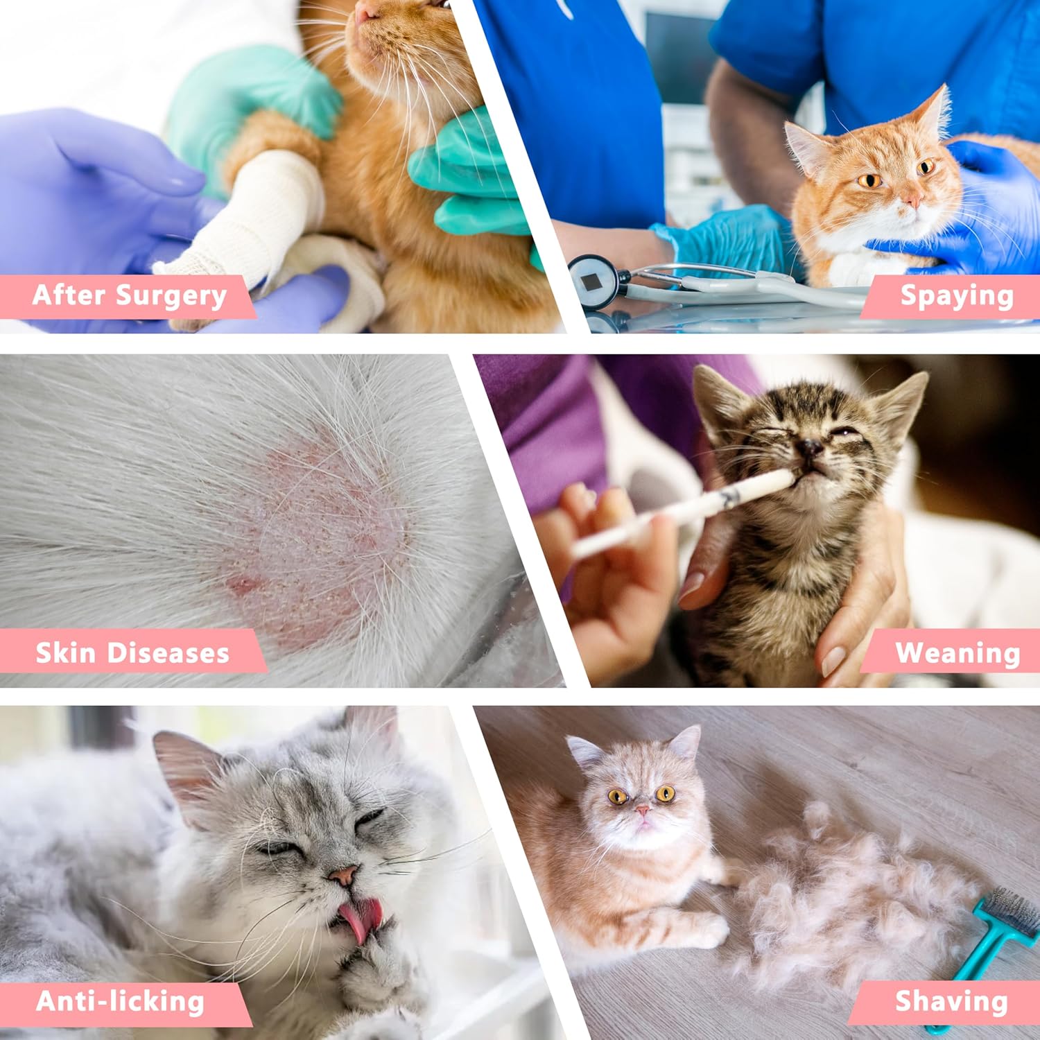 Cat Recovery Suit Anti Licking, Cat Surgery Recovery Suit Female Cats Kitten Onesie After Spay, Cone of Shame Alternative, Post- Surgery Kitten Surgical Clothes for Abdominal Wounds(Pink,L)