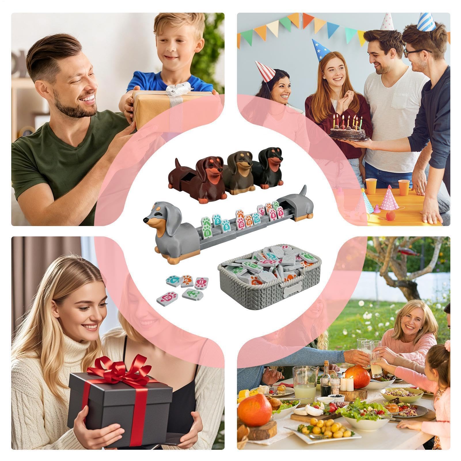 Wytrzymała gra planszowa Rummy, pudełko na płytki z liczbami, zestaw do gry | technika druku 3D z symbolami łap, wyjątkowy wygląd jamnika dla przyjaciół jamników, rozrywka