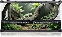 Terrário de répteis 50,8 x 30,5 x 25,4 cm, compartimento de tanque de vidro completo para pequenos répteis, lagartixas, sapos, lagartos, cobras, aranhas, tartarugas, habitat de terrário da floresta