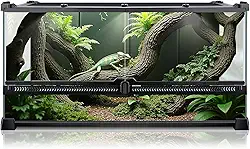 Terrário de répteis 50,8 x 30,5 x 25,4 cm, compartimento de tanque de vidro completo para pequenos répteis, lagartixas, sapos, lagartos, cobras, aranhas, tartarugas, habitat de terrário da floresta