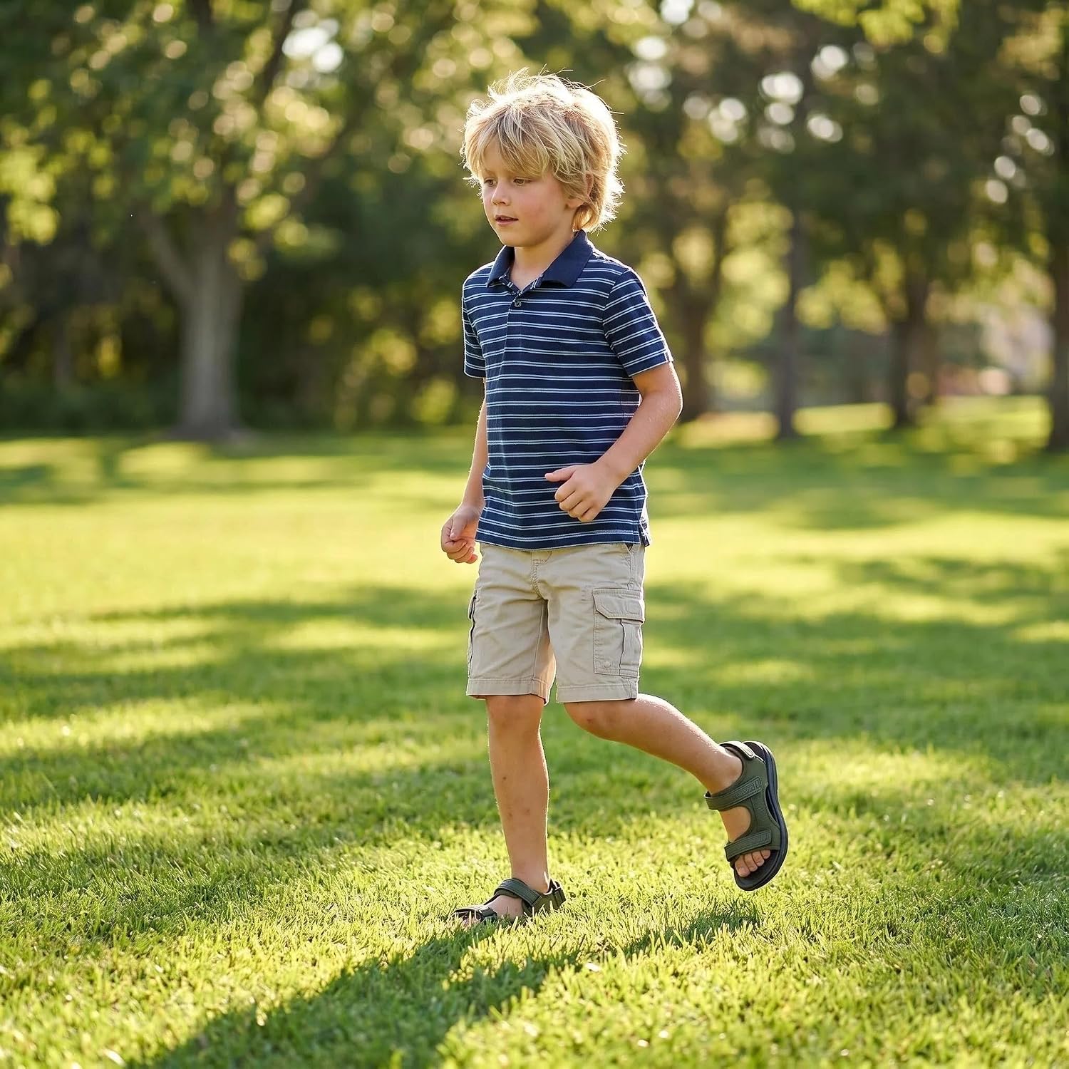 Boys' Open-Toe Athletic Sandals Summer Shoes Adjustable Straps Lightweight Non-Slip for Little Big Kid Youth Boys