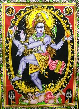 Crafts of India Dancing Shiva Nataraja Tapestry - Handmade Sequins Batik Wall Hanging for Home Decor & Meditation Spaces - 40" X 30" Inch