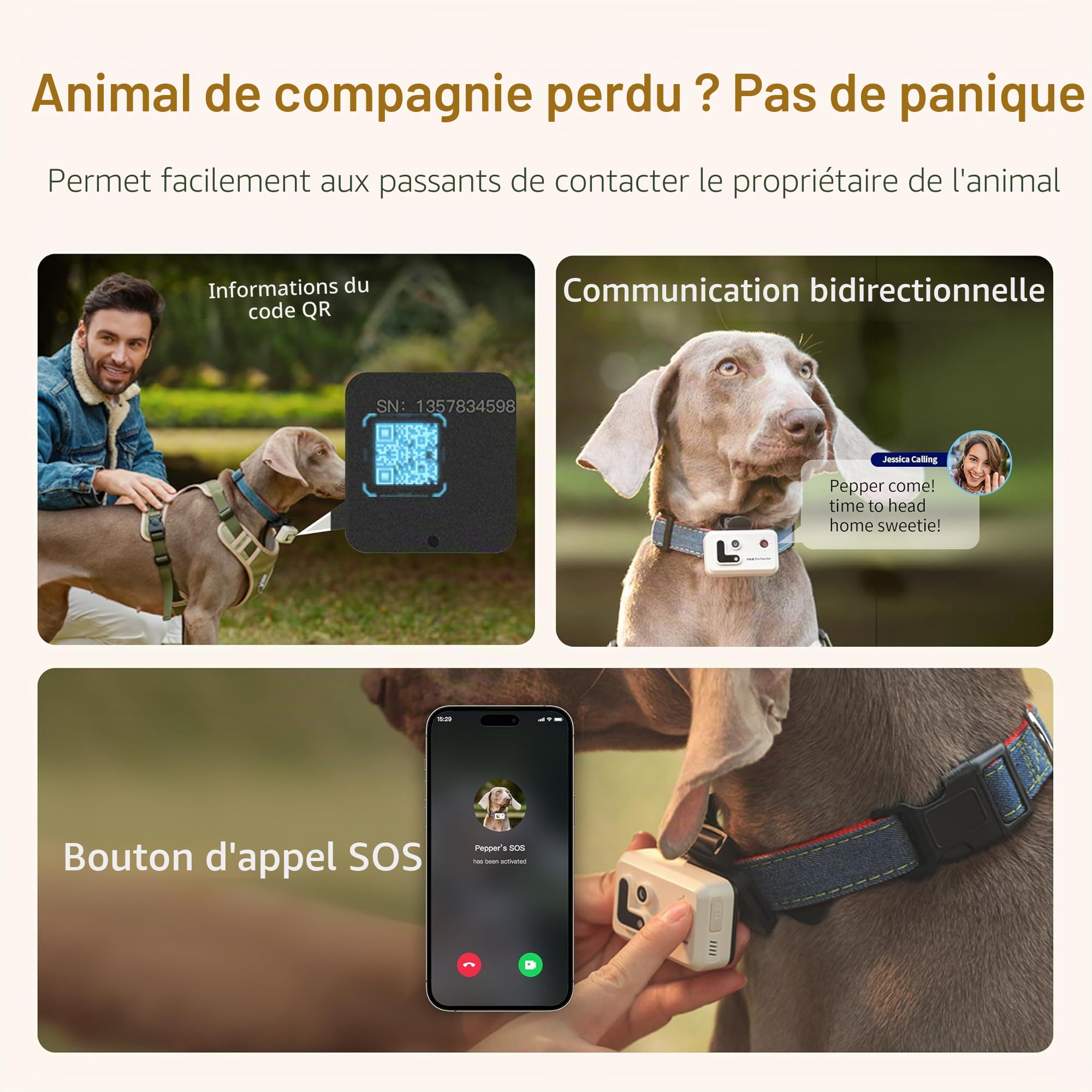 ROLA PetTracker | GPS pour chiens - Localisateur pour chiens avec GPS - Tracker d'activité - Couleur Blanc