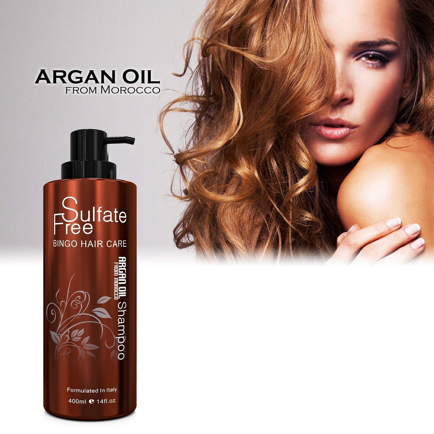 BINGO HAIR CARE Moroccan Argan Oil Shampoo and Hair Mask - Revitalizing, Moisturizing, Nourishing, Antioxidant - Paraben Free - Sulfate Free - For All Hair Types - 2x8 oz Set