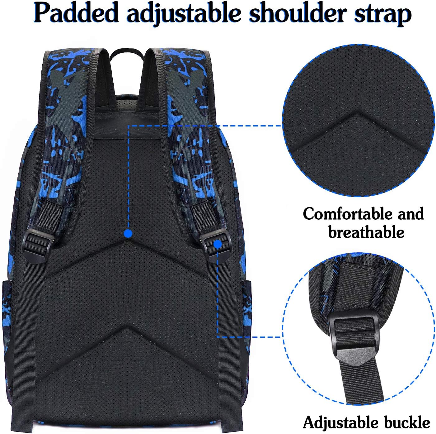 School Backpack for Boys, Kids Teen School Bags Bookbags with Lunch Box and Pencil Case (Blue)