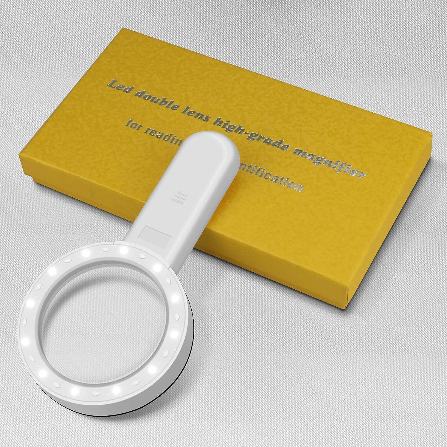 YSJNGF Lupa Lupa de Mano con 12 Luces LED, Lupa iluminada de Alta claridad de Doble Vidrio 30X para Pasatiempos, Lectura, Manualidades, filatelia, Monedas, Joyas, inspección de luz