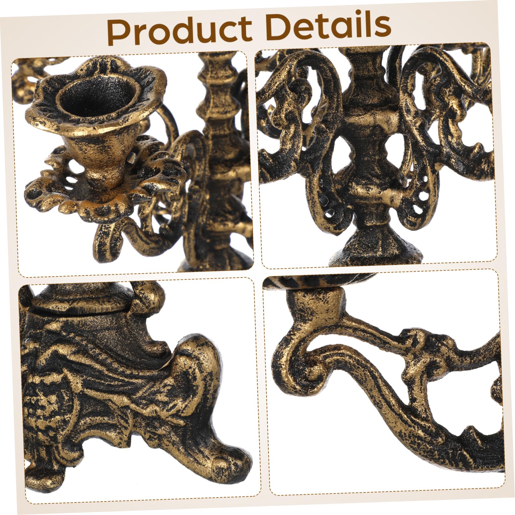 Candelabro de Hierro Fundido Dorado Estilo Retro para Mesa