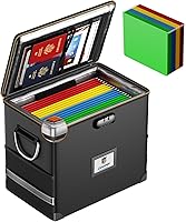 Vista 13 de Caja de archivos ignífuga con cerradura, organizador de almacenamiento de caja de documentos, adecuado para colgar carpetas de archivos