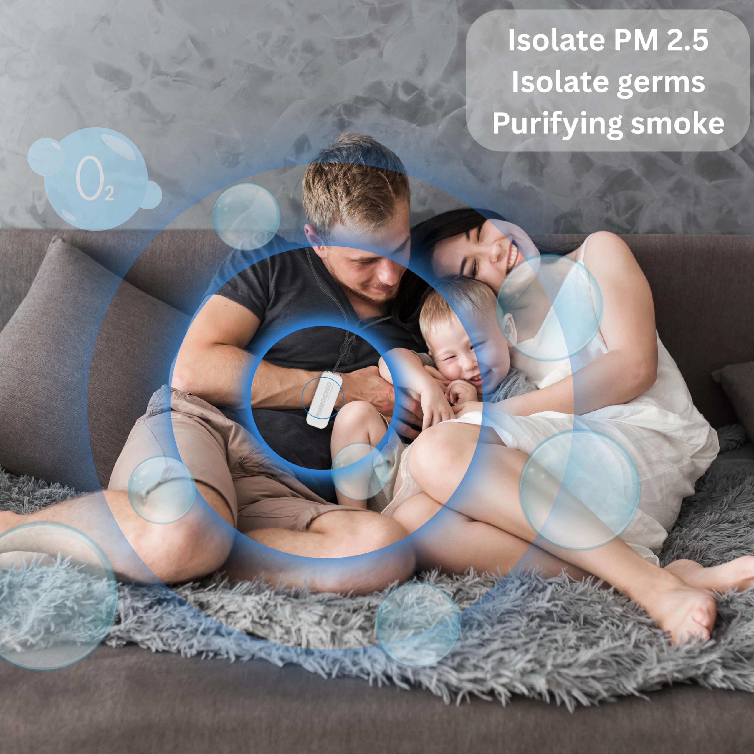 Pinnnochio Wearable & Portable Air Purifier | Home & Office 2-in-1 | 2 ''Tenticles on Top Gives 20 Million anions | 20 Hr Battery | Fast Charge | On Boost mode | Clear All Air Borne Disease. (WHITE)