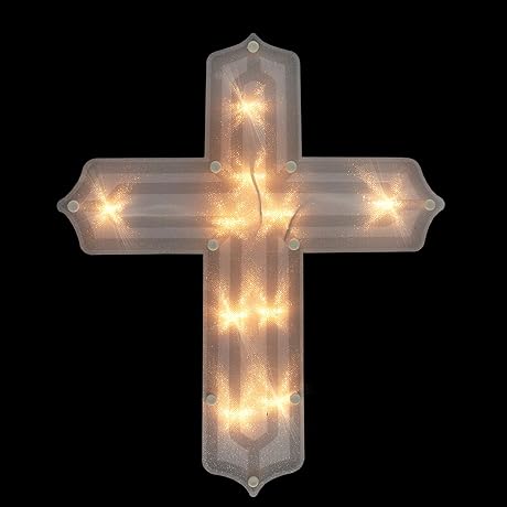 14" Lighted Easter Cross Decoration: Adorn Your Home with Spiritual Luminosity