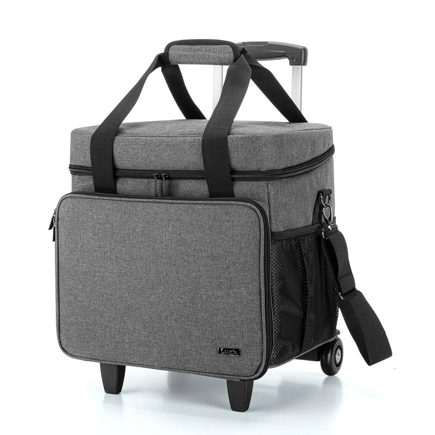 Luxja Bolsa para Remalladora con Trolley Desmontable, Maleta para Overlock, Bolsa Trasporte para Maquina Overlock y Accesorios, Gris