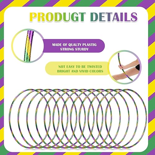 Miniatura 3 de Leyndo 12 aros de ejercicio con purpurina de 24 pulgadas, 30 pulgadas, anillo de carrera de obstáculos, juguetes de plástico para deportes,