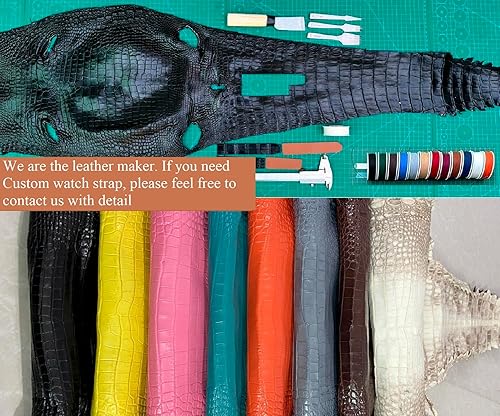 Miniatura 7 de Correa de reloj de cocodrilo, hecha a mano por vietnamitas 18 mm 19 mm 20 mm 21 mm 22 mm 24 mm., No Metal, CROC Black #1