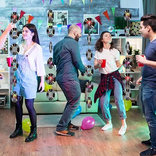 Miniatura 5 de 8 piezas de decoración de discos de vinilo, decoraciones de fiesta retro de música premontada, discos de los años 507080, decoración de pared,