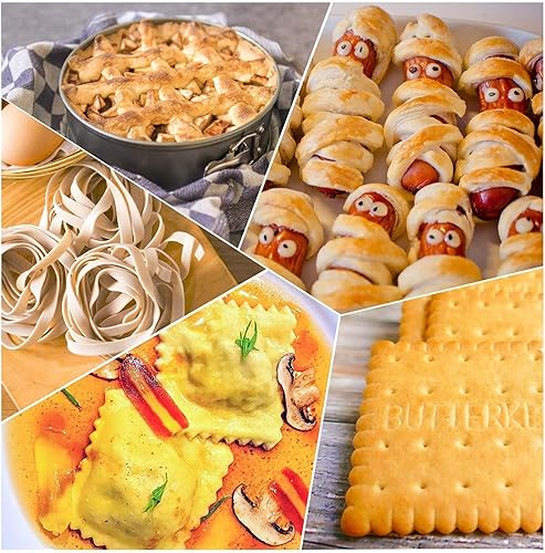 Miniatura 7 de Cortador de celosía para masa de pastelería, rodillo de cinta de fondant con 4 engranajes diferentes, juego de estampado en relieve para el hogar,