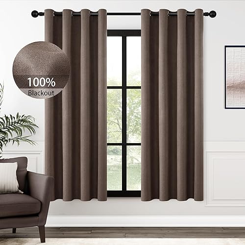 Miniatura 246 de ChrisDowa Cortinas 100% opacas de abedul liso de 96 pulgadas de largo, 2 paneles para dormitorio, sala de estar, oscurecimiento de la habitación de