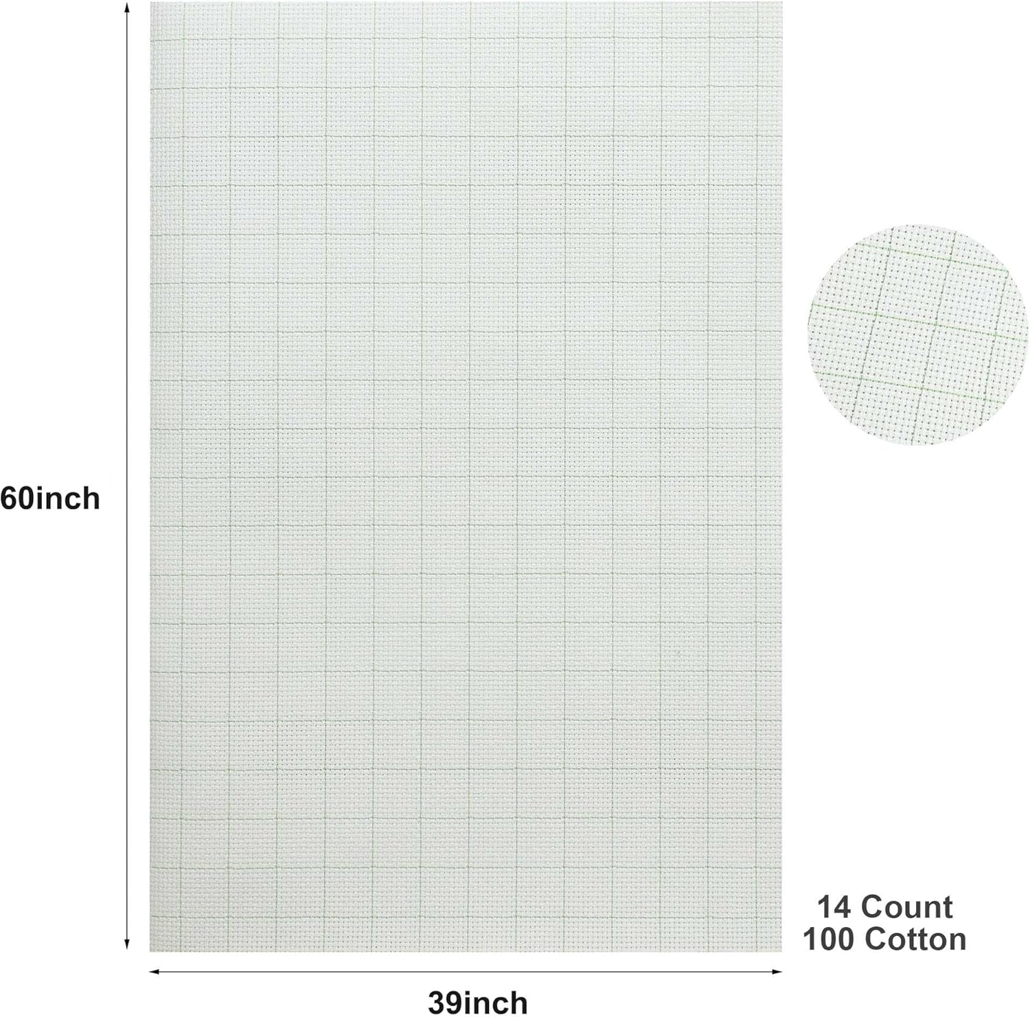 Aida Cloth 14 Count Cross Stitch Fabric,60×39inch (14CT,Grid)