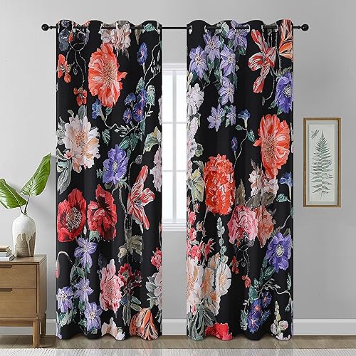 Miniatura 28 de Estelar Textiler Cortinas bohemias para oscurecer la habitación con hojas de arce de 84 pulgadas de largo, juego de 2 paneles para sala de estar,