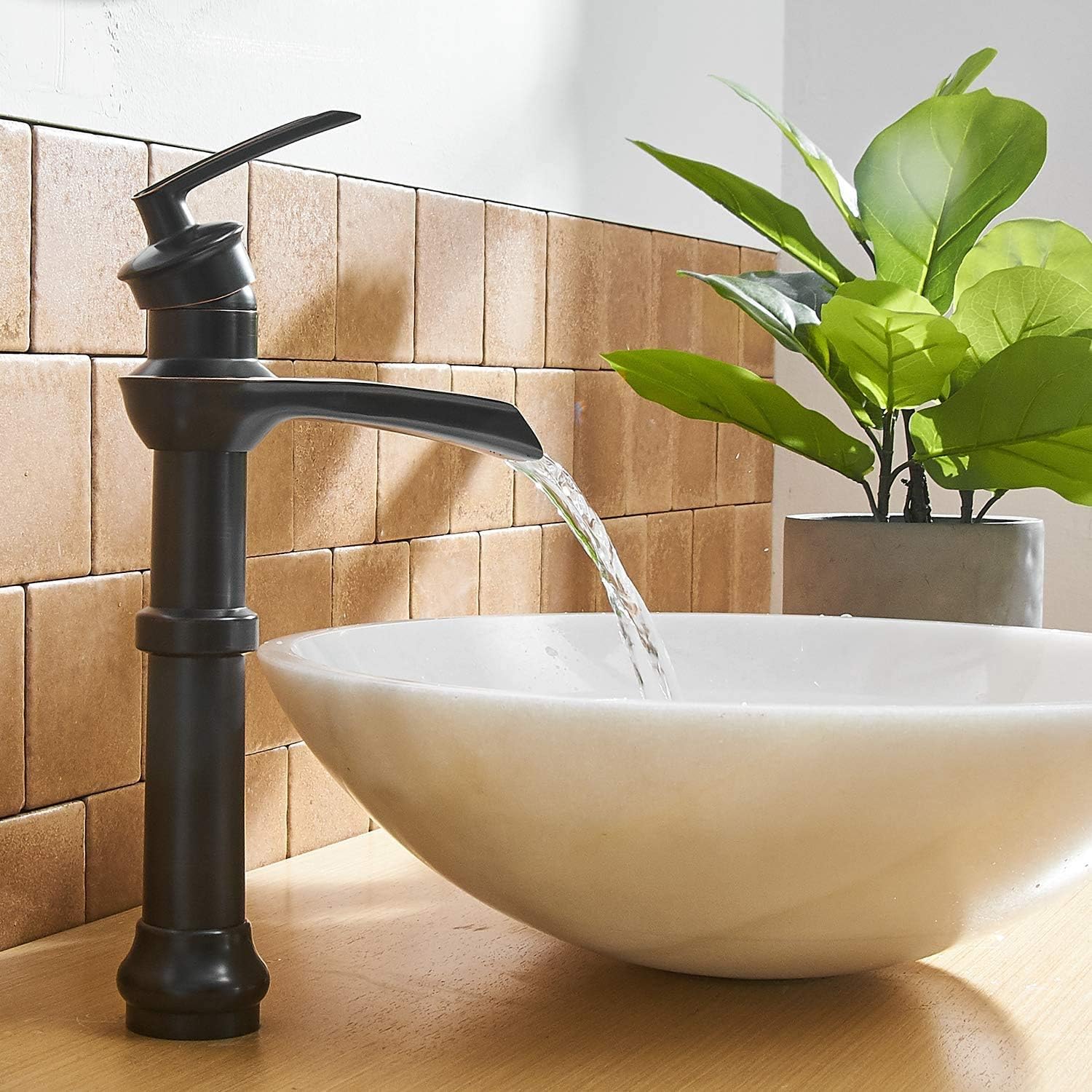 🔥 Cashback up to 70% Bathfinesse Vessel Sink Faucet Bathroom Bowl Faucet Oil Rubbed Bronze with Pop Up Drain Assembly Waterfall Spout Lavatory Tall Body Modern Vanity Supply Lines Hose Lead-Free