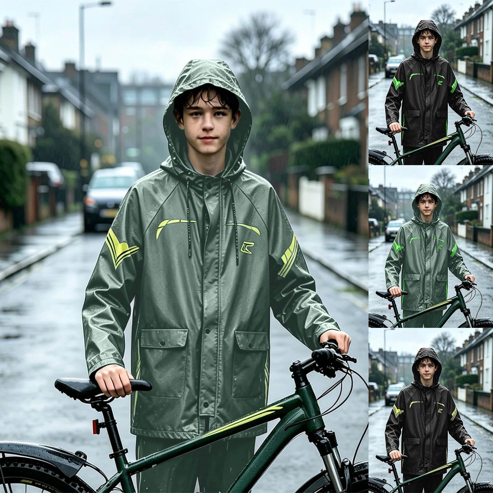 Traje de lluvia para hombre impermeable combi de 2 piezas plegable a prueba de viento chubasquero pantalones de lluvia transpirable ligero con capucha adecuado ropa de lluvia ligera