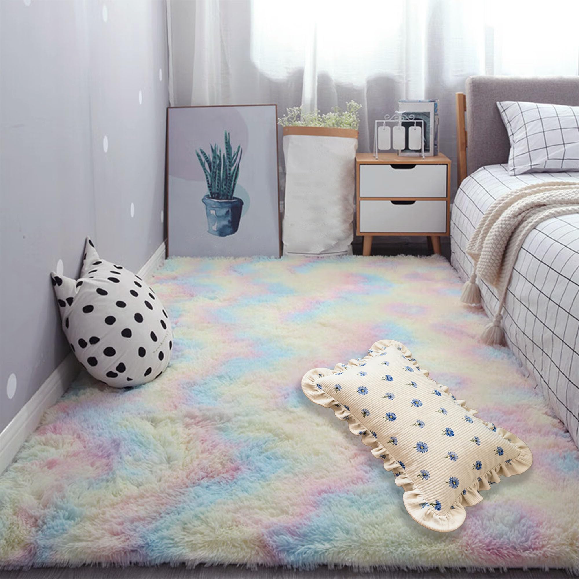 Tapis épais multicolore 290 x 300 cm pour isoler un sol froid