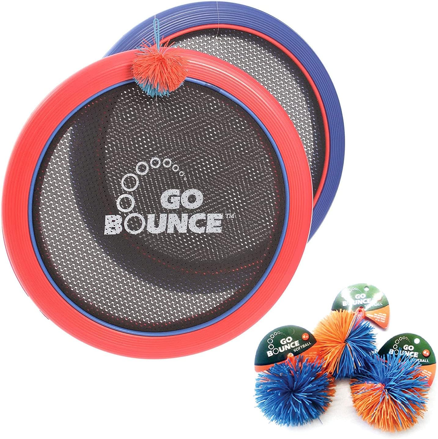 Playlearn Trampoline Tennis Set, 2 Rackets and 4 String Balls, Kids' Sports Game